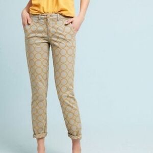Anthropologie Circle-Embroidered Relaxed Chino Pants 26